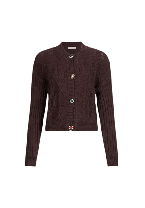 Cardigan in lana con bottoni gioiello CIOCCOLATO Liu Jo | MF5423MS040X0385